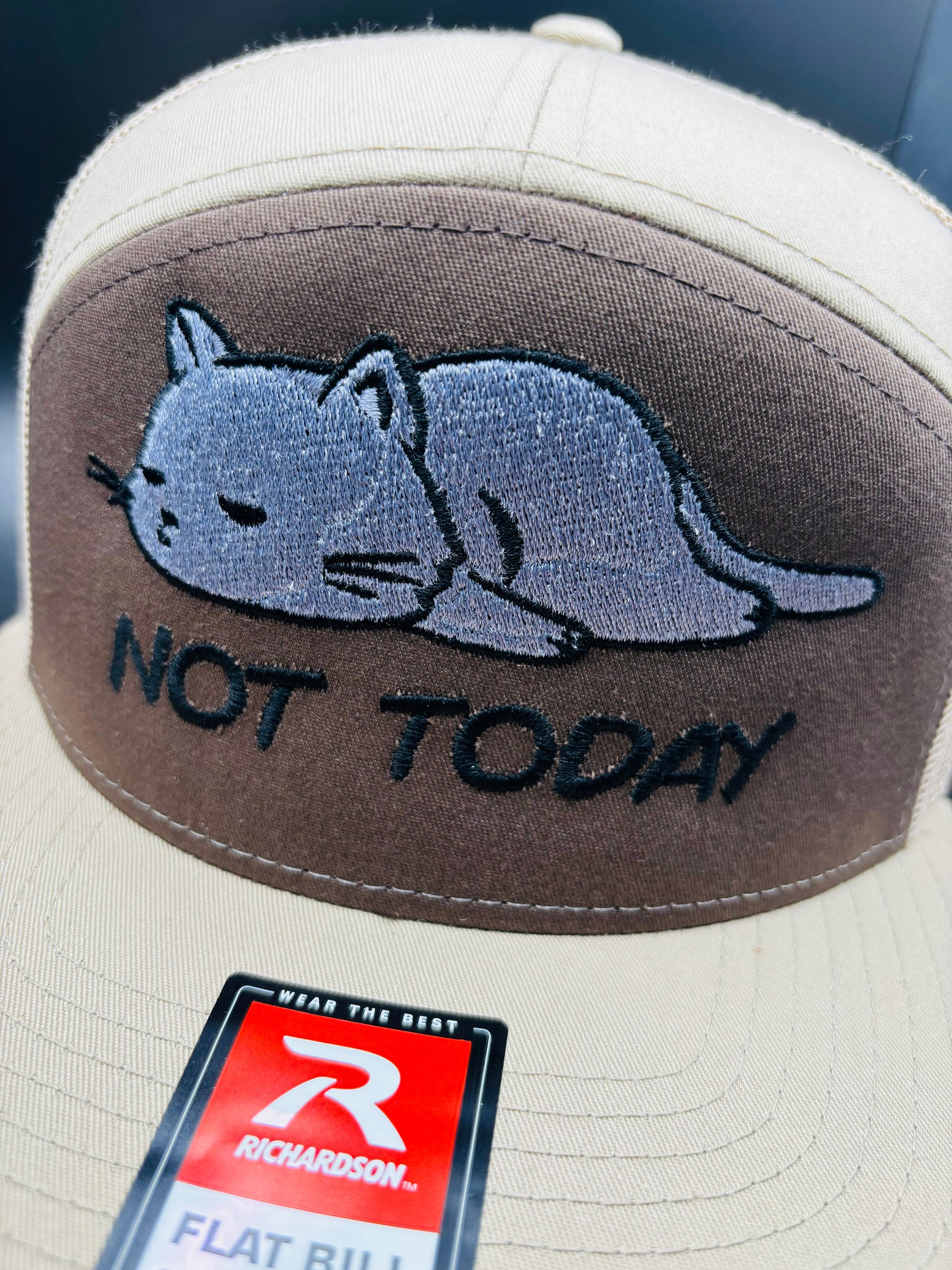 ‘Lazy Cat’ Embroidered 7 Panel SnapBack Hat - Ryze North 