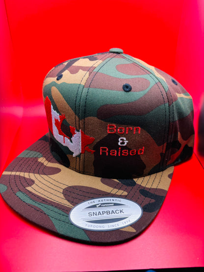 ‘Canadian Born and Raised’ Multicam Snapback Hat - Ryze North 