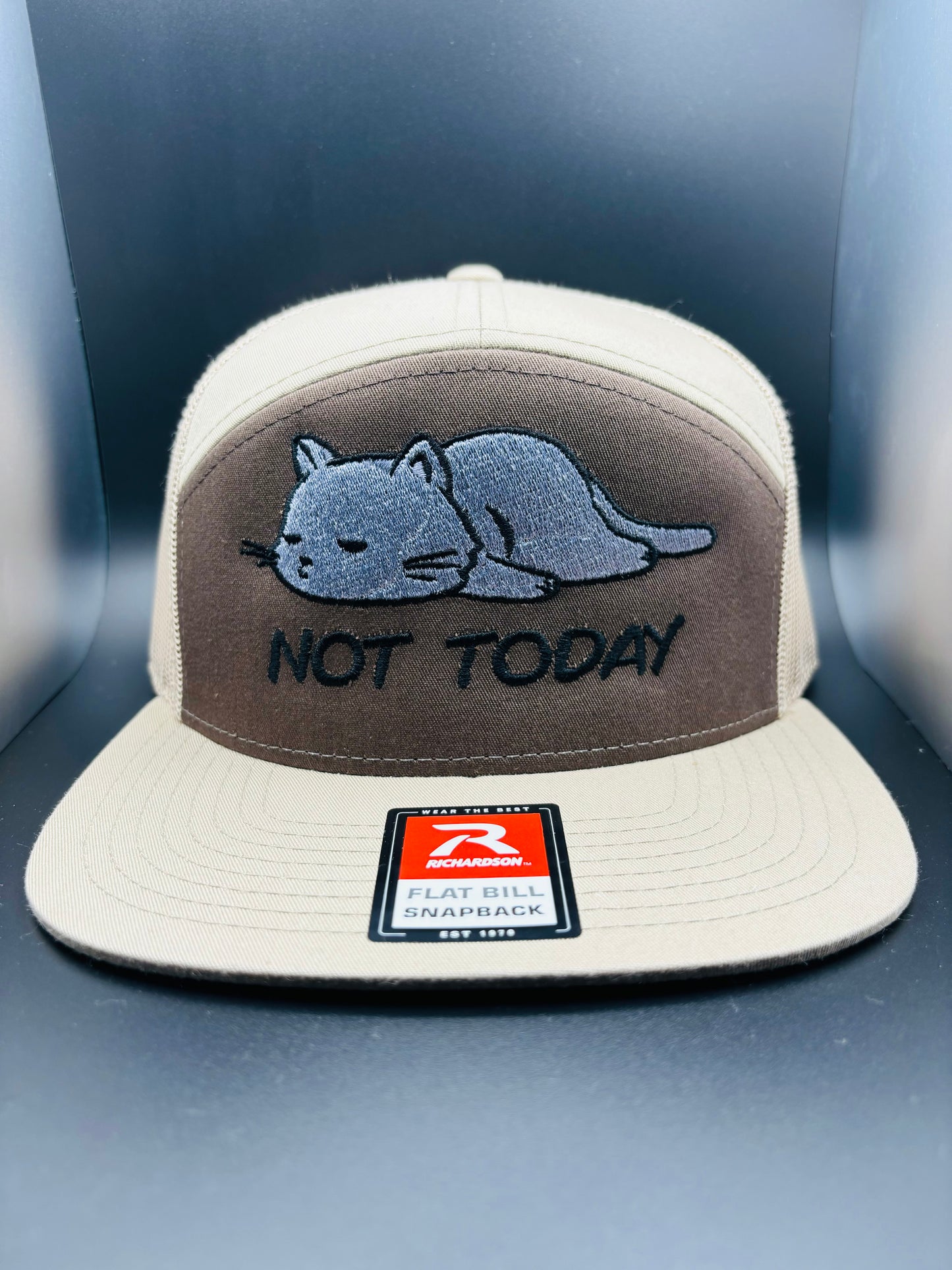 ‘Lazy Cat’ Embroidered 7 Panel SnapBack Hat - Ryze North 